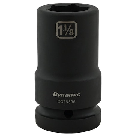 Dynamic 1" Drive Deep Socket, Black Phosphate, Tools 1-1/8" X 1" Drive, 6 Point Deep Length D025536